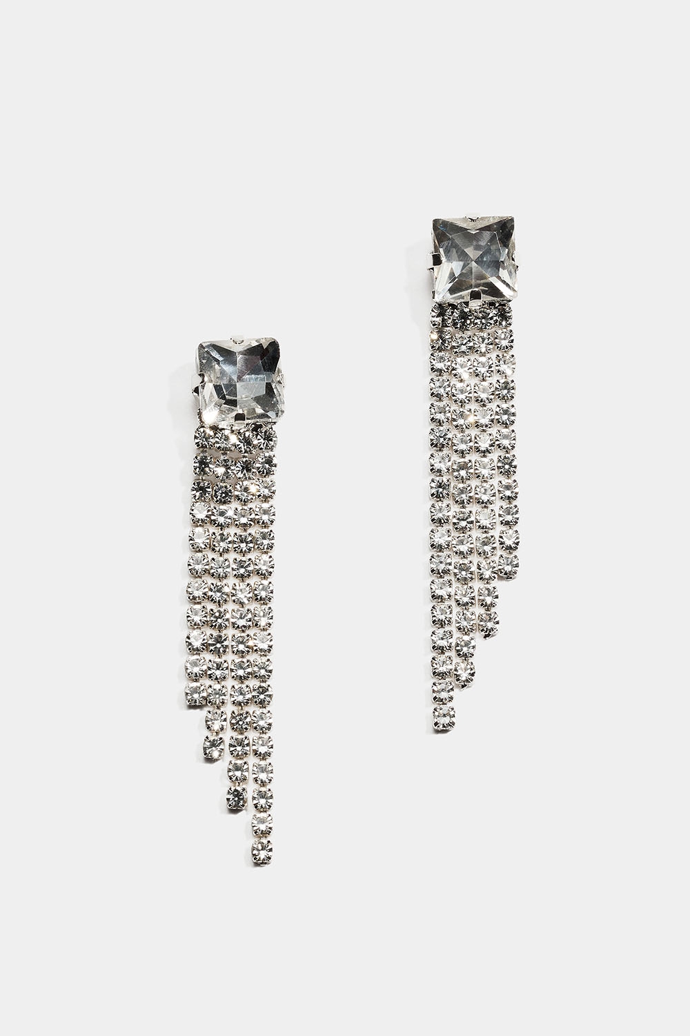 Örhängen med kvadratisk glassten och strasslänkar i gruppen Smycken / Örhängen / Strass hos Glitter (253010430201)