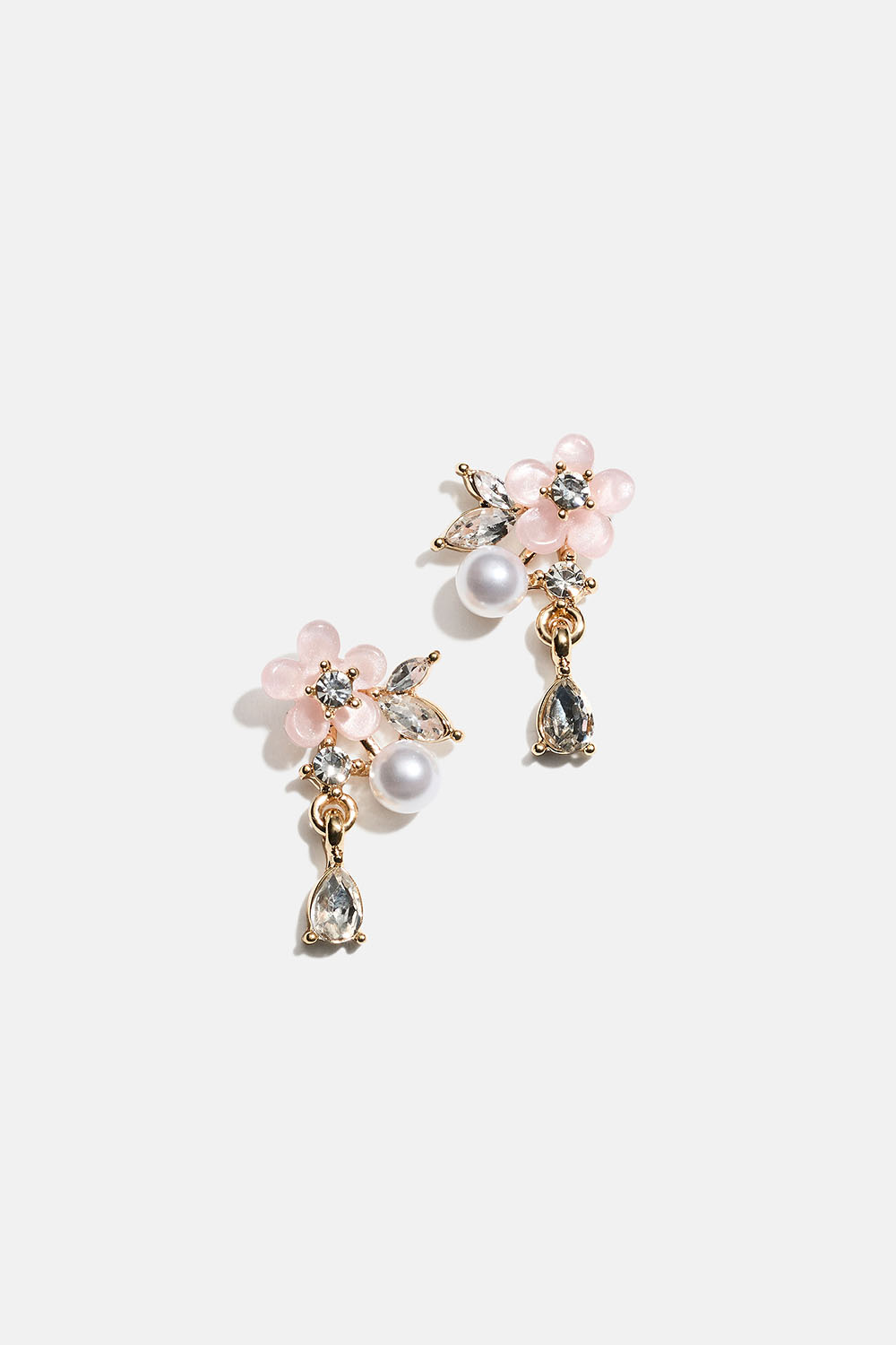Örhängen med rosa blommor, pärla och glasstenar i gruppen Smycken / Örhängen hos Glitter (253011143002)