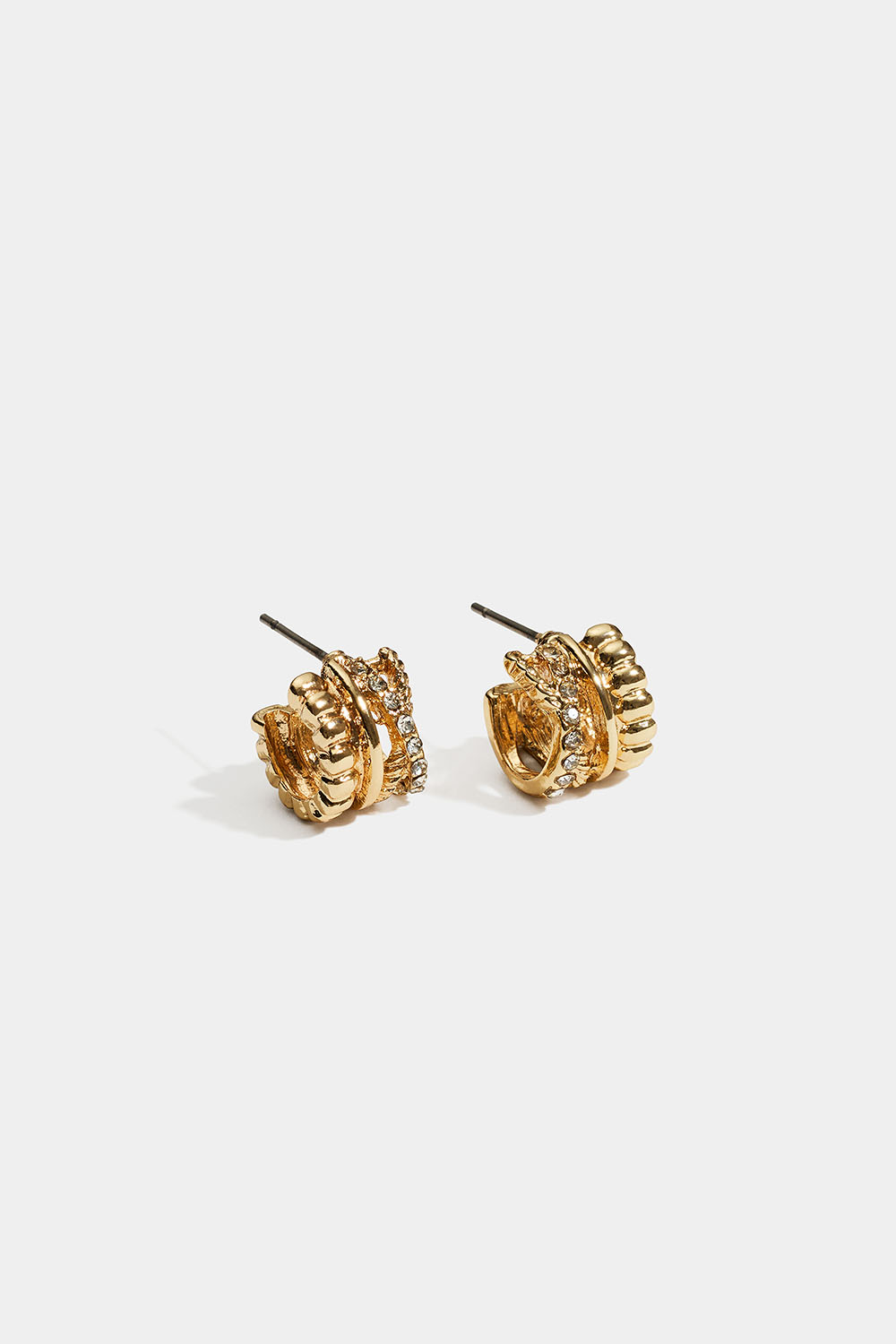Små guldfärgade breda hoops med olika mönster glasstenar i gruppen Smycken / Örhängen / Hoops / Klassiska hoops hos Glitter (253011972002)