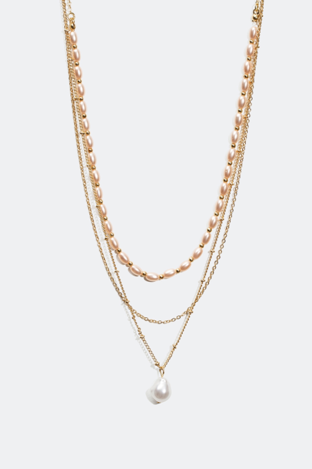 Lager-på-lager halsband med rosa pärlor i gruppen Alla Smycken / Halsband hos Glitter (25400031)