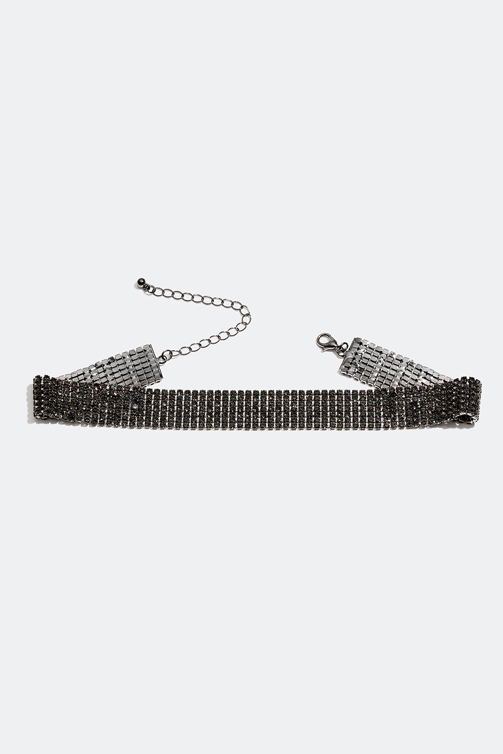 Tight strasshalsband med mörkgråa glasstenar i gruppen Smycken / Halsband / Strass hos Glitter (254000579500)
