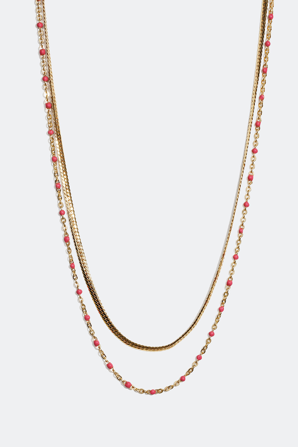 Guldfärgat dubbelhalsband med detaljer i rosa i gruppen Smycken / Halsband hos Glitter (254000855002)