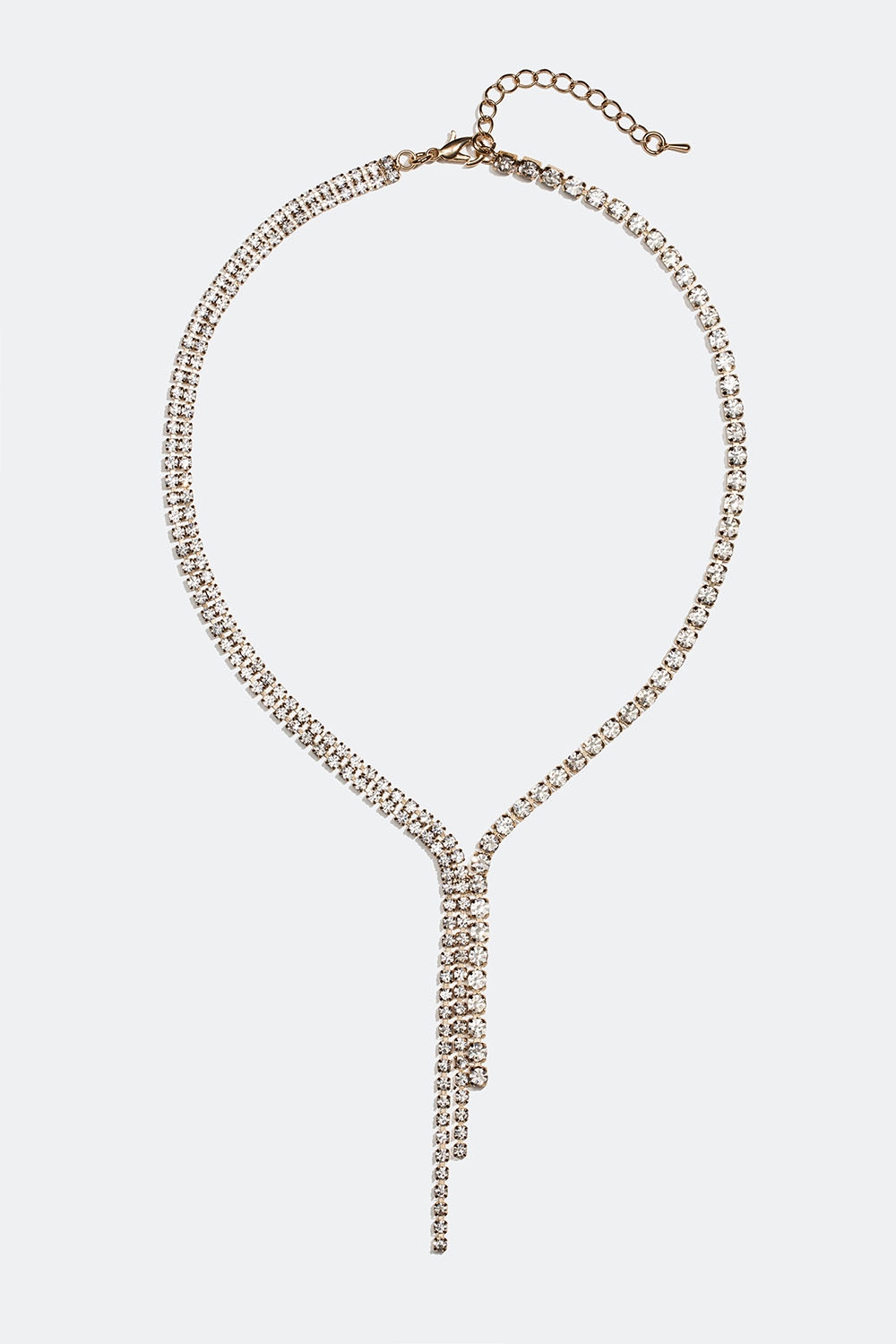 Guldfärgat halsband med olika strasslänkar i gruppen Smycken / Halsband / Strass hos Glitter (254001280202)
