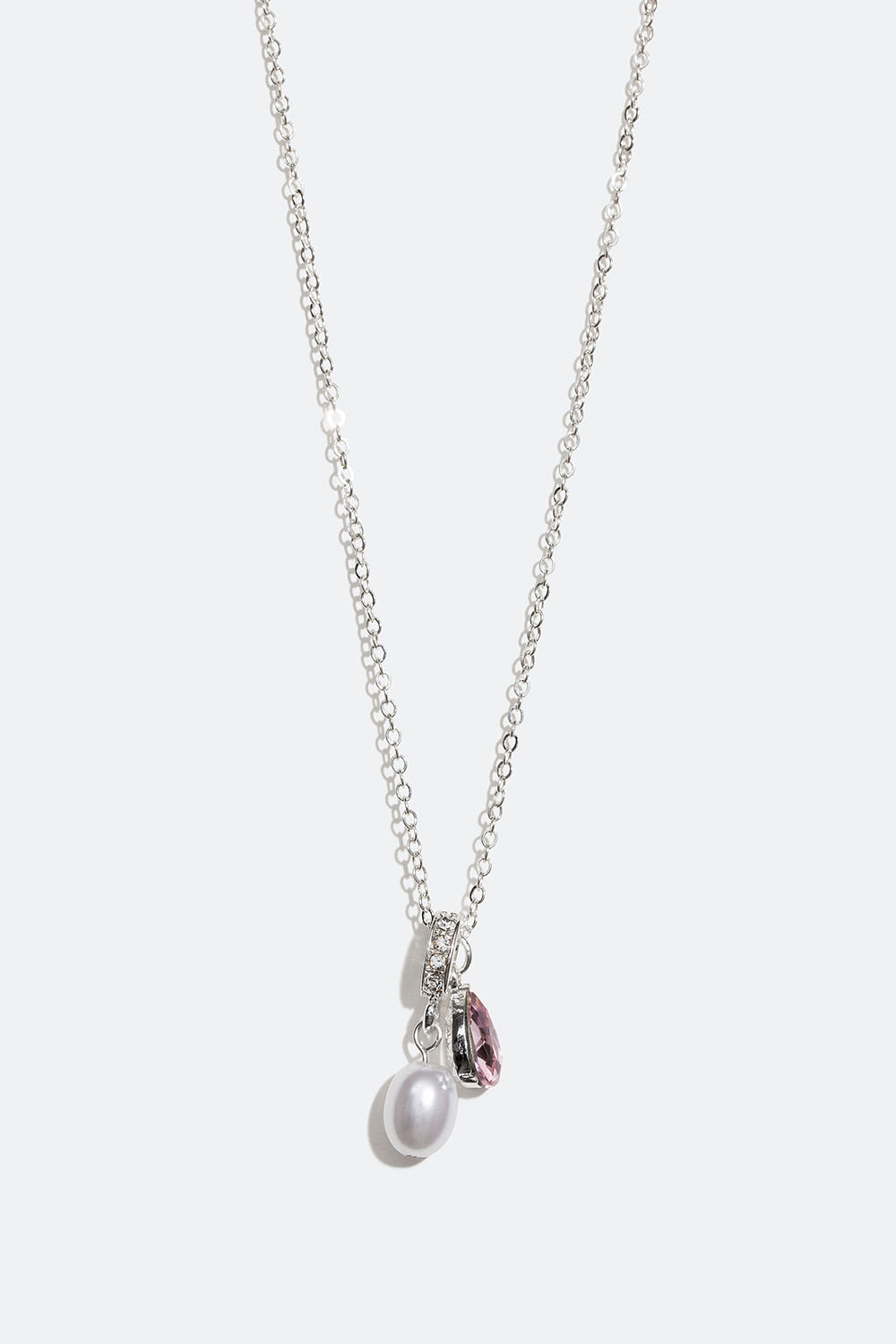 Halsband med pärla och rosa glassten i gruppen Smycken / Halsband / Halsband med hänge hos Glitter (254001365101)