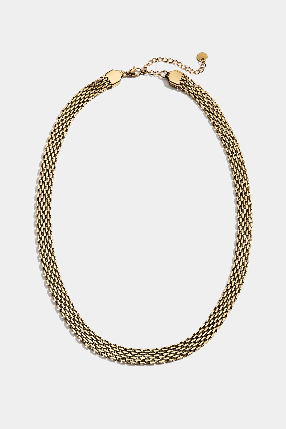Platt kedjehalsband i stål med 18k guld i gruppen Stål / Halsband i stål hos Glitter (254002092002)