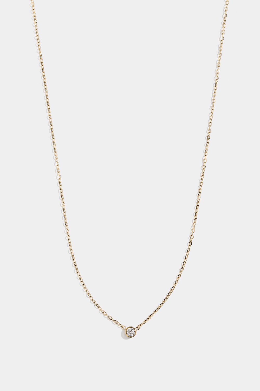 Tunt kedjehalsband I stål med 18k guld och Cubic Zirconia i gruppen Stål / Halsband i stål hos Glitter (254002102002)