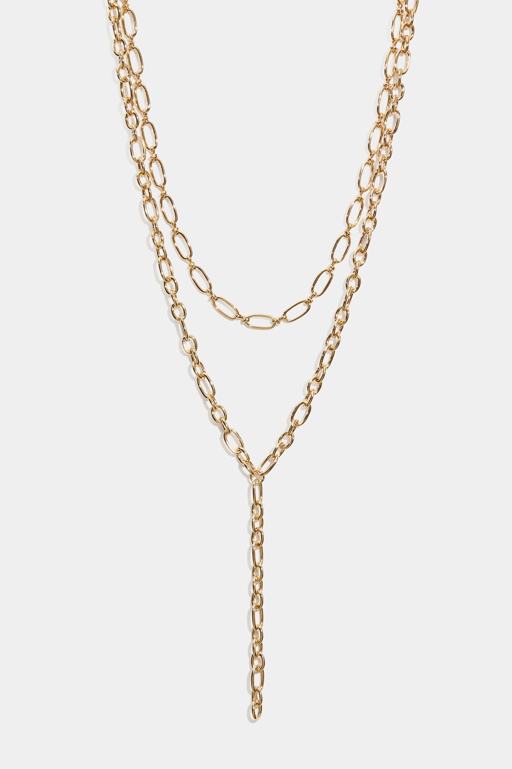 Guldfärgat lariat-halsband med grov dubbelkedja i gruppen Smycken / Halsband hos Glitter (254002132002)