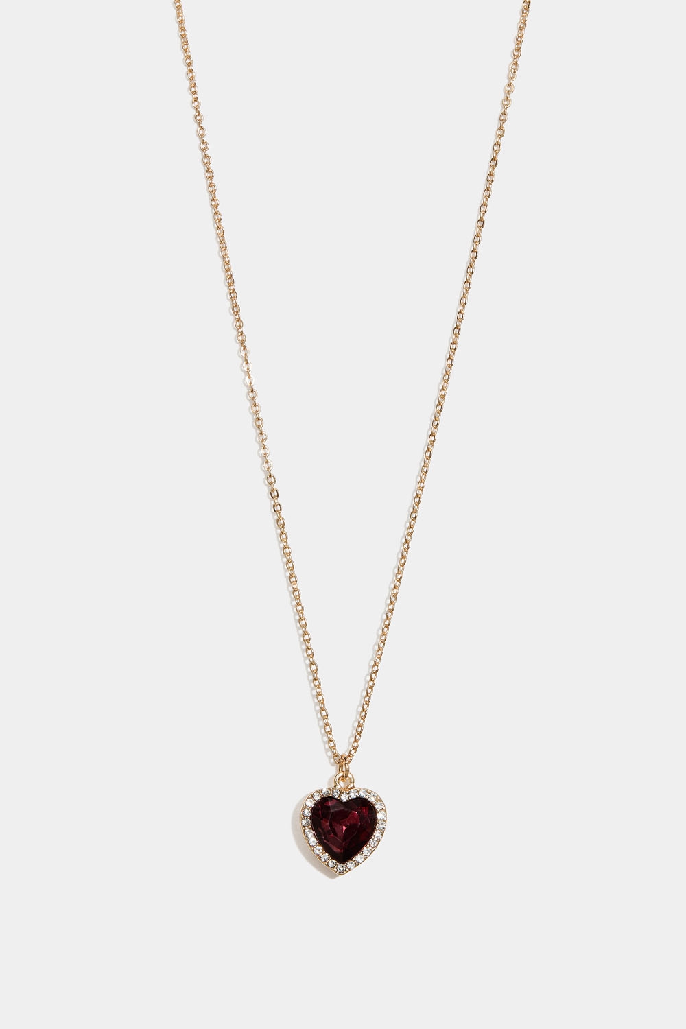 Halsband med vinröd hjärtformad glassten i gruppen Smycken / Halsband / Halsband med hänge hos Glitter (254002346302)