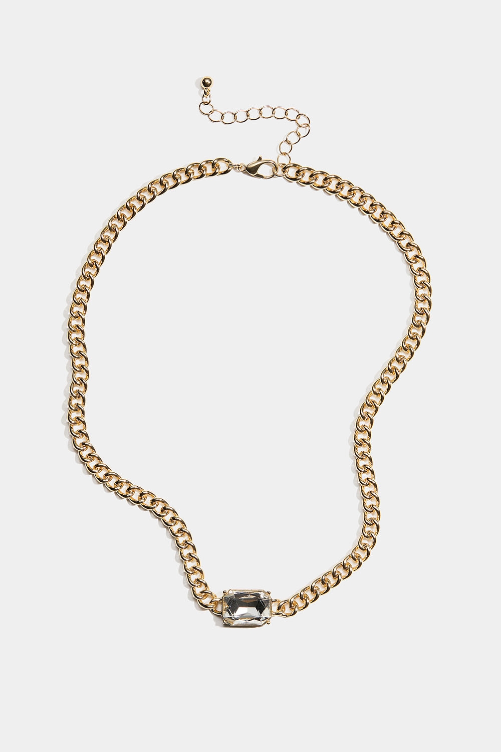 Guldfärgat halsband med grov kedja stor glassten i gruppen Smycken / Halsband / Halsband med hänge hos Glitter (254002412002)