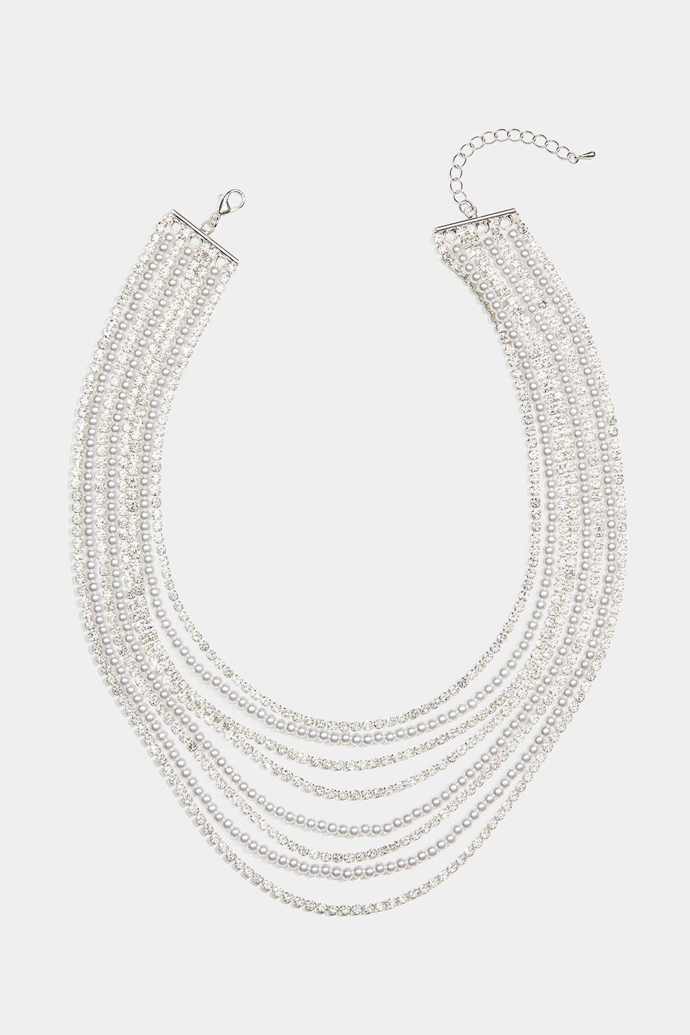 Halsband med åtta kedjor i strass och pärlor i gruppen Smycken / Halsband / Strass hos Glitter (254002421001)