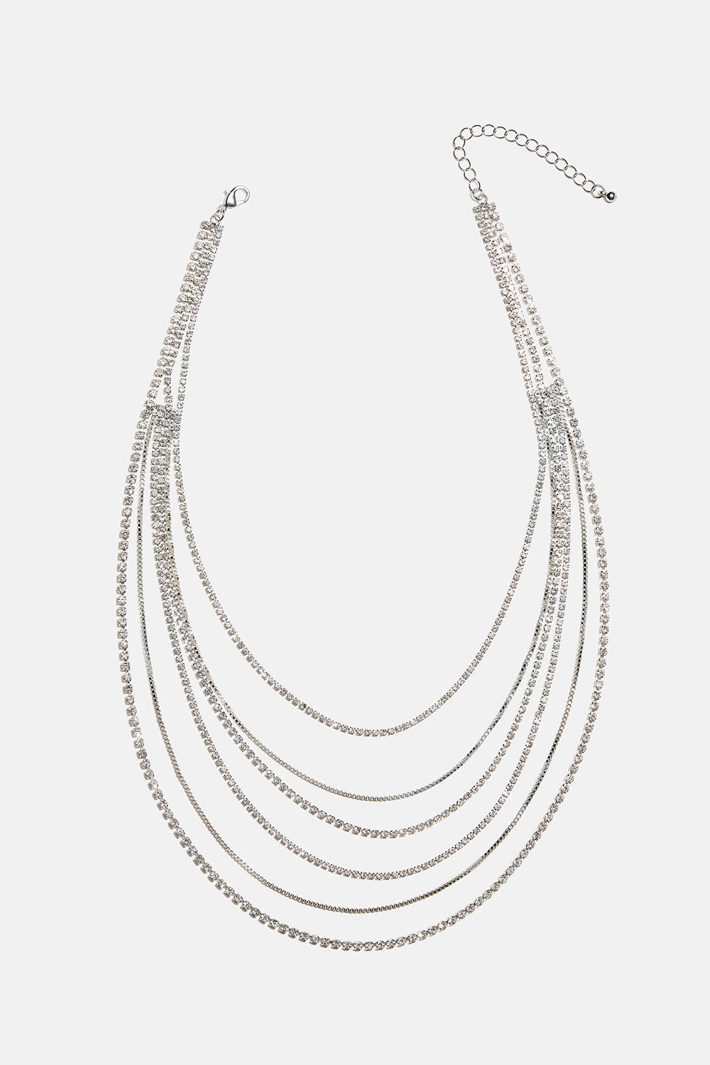 Lager-på-lager halsband med kedjor och glasstenar i gruppen Smycken / Halsband / Strass hos Glitter (254002670201)