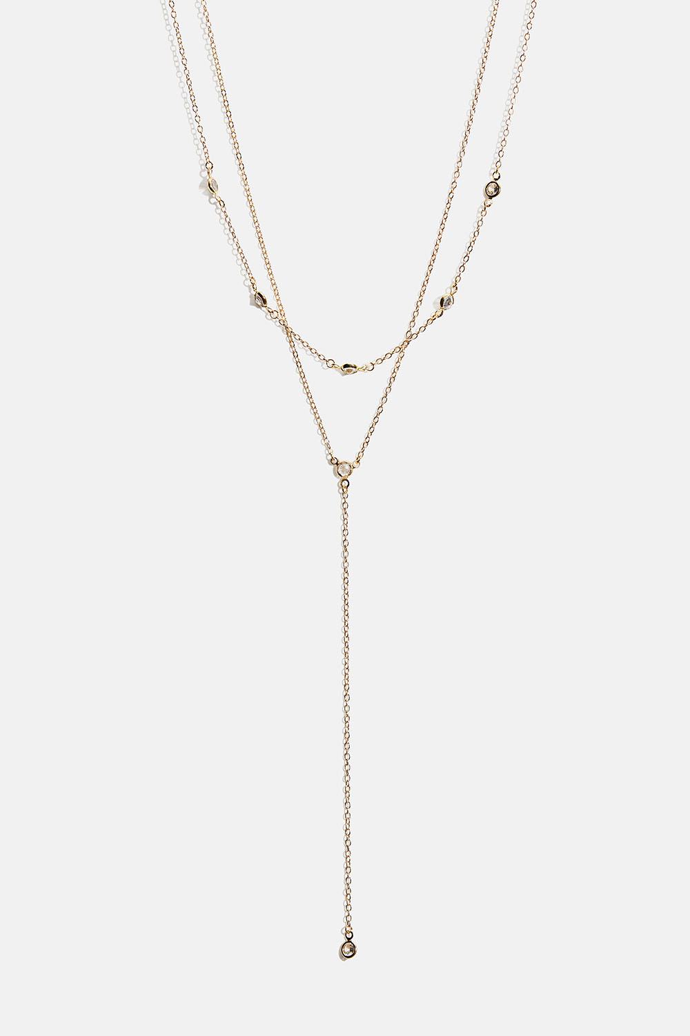 Guldfärgat dubbelhalsband med små runda glasstenar i gruppen Smycken / Halsband / Halsband med hänge hos Glitter (254002682002)