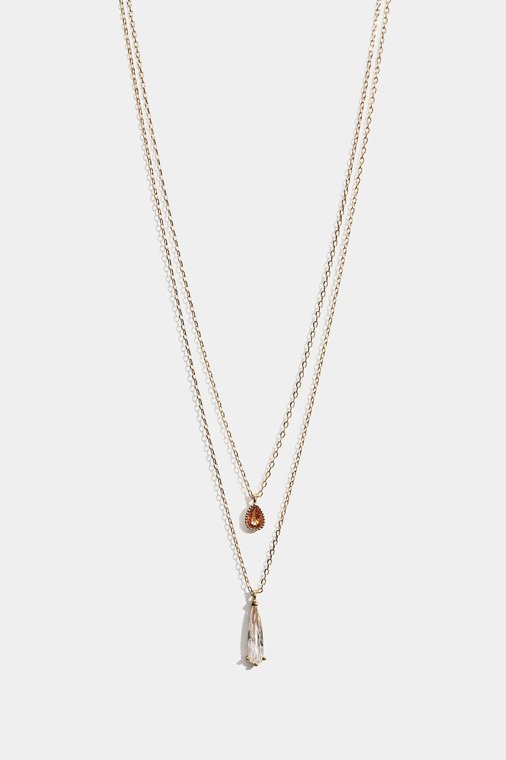 Guldfärgat dubbelhalsband med droppformade hängen i gruppen Smycken / Halsband / Halsband med hänge hos Glitter (254002702002)