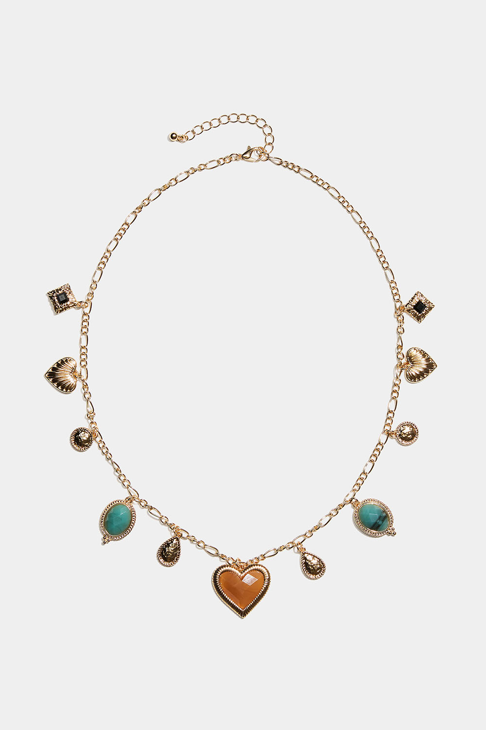 Guldfärgat halsband med olika berlocker i gruppen Smycken / Halsband / Halsband med hänge hos Glitter (254002729902)