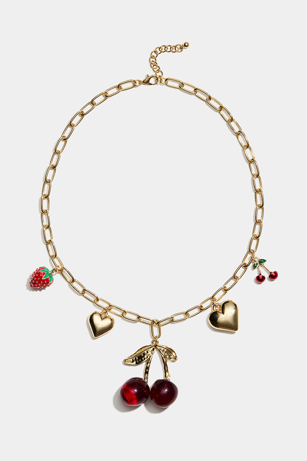 Halsband med hängen av körsbär, hjärtan och jordgubbe i gruppen Smycken / Halsband / Halsband med hänge hos Glitter (254002816002)