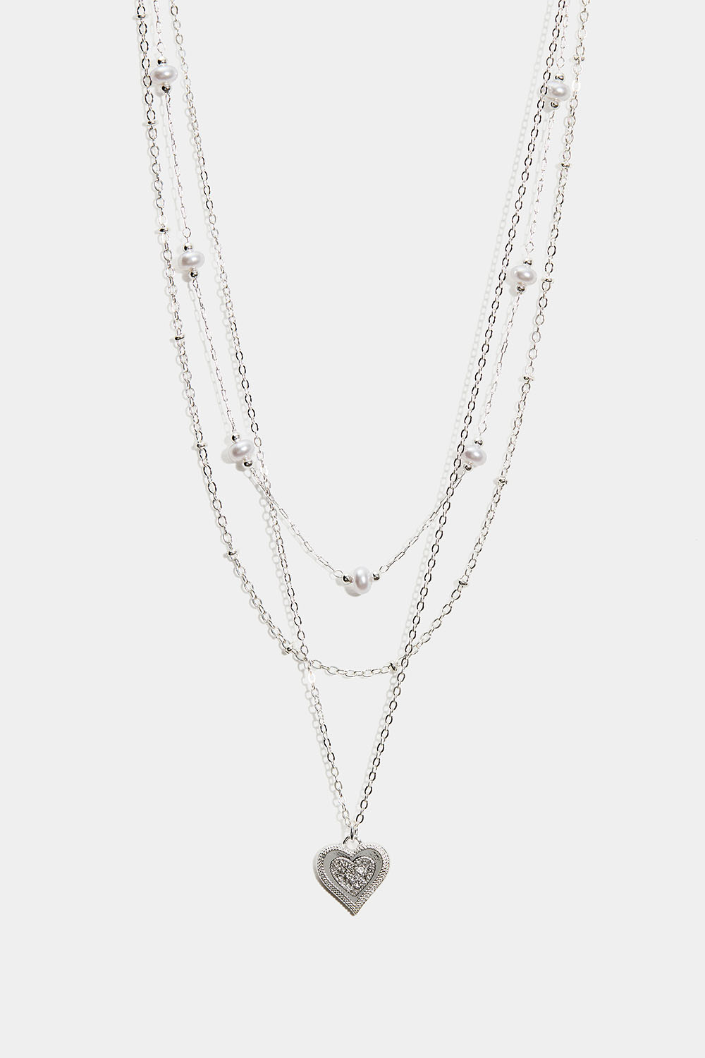 Lager-på-lager halsband med pärlor och hjärtformad berlock i gruppen Smycken / Halsband hos Glitter (254002871001)
