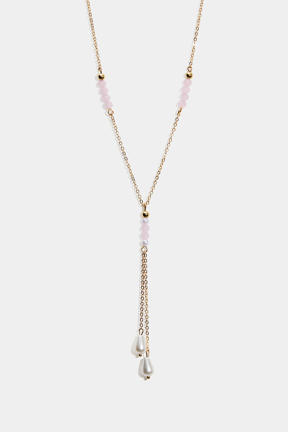 Guldfärgat halsband med rosa och vita pärlor i gruppen Smycken / Halsband / Halsband med hänge hos Glitter (254002885102)