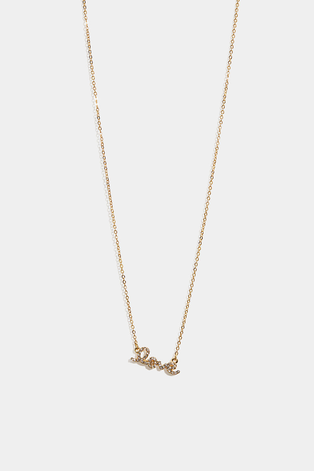 Guldfärgat halsband med LOVE och glasstenar i gruppen Smycken / Halsband hos Glitter (254002902002)