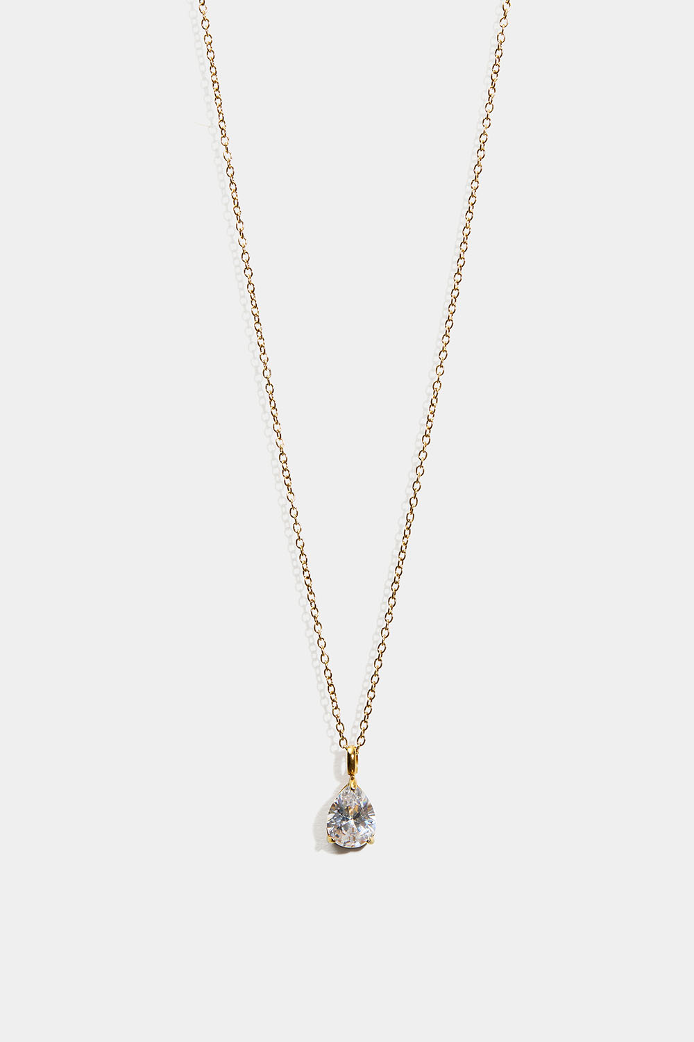 Kedjehalsband i 18k guldpläterat stål med droppformad Cubic Zirconia sten i gruppen Stainless Steel / Halsband i stål hos Glitter (254002982000)
