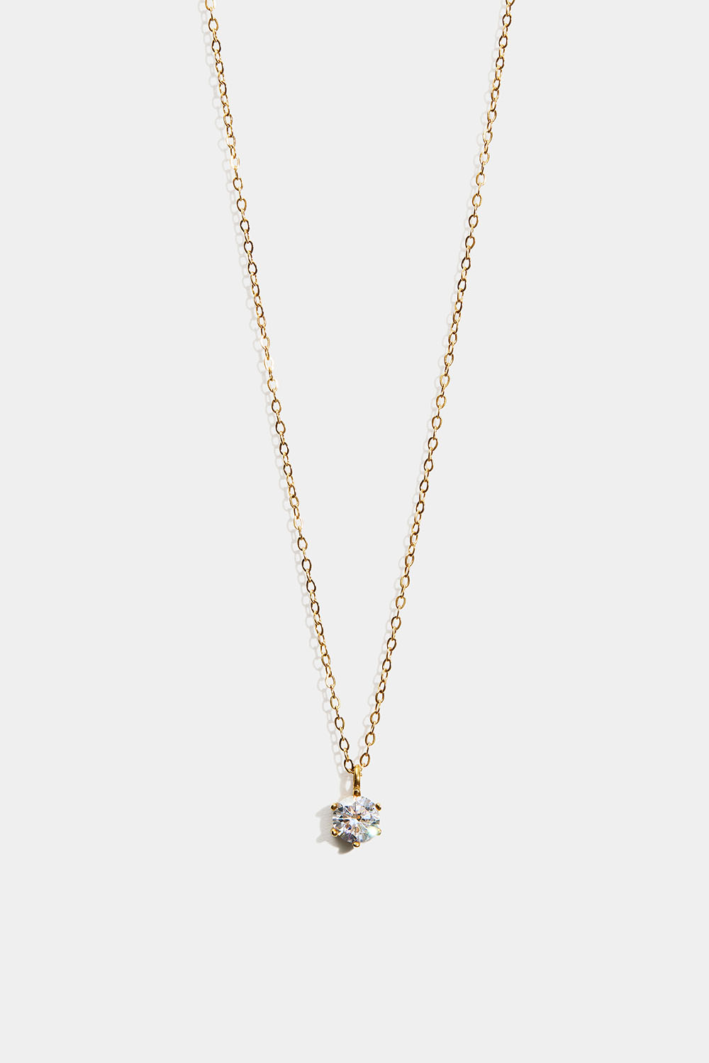 Kedjehalsband i stål med 18k guld och rund Cubic Zirconia i gruppen Stål / Halsband i stål hos Glitter (254003022000)