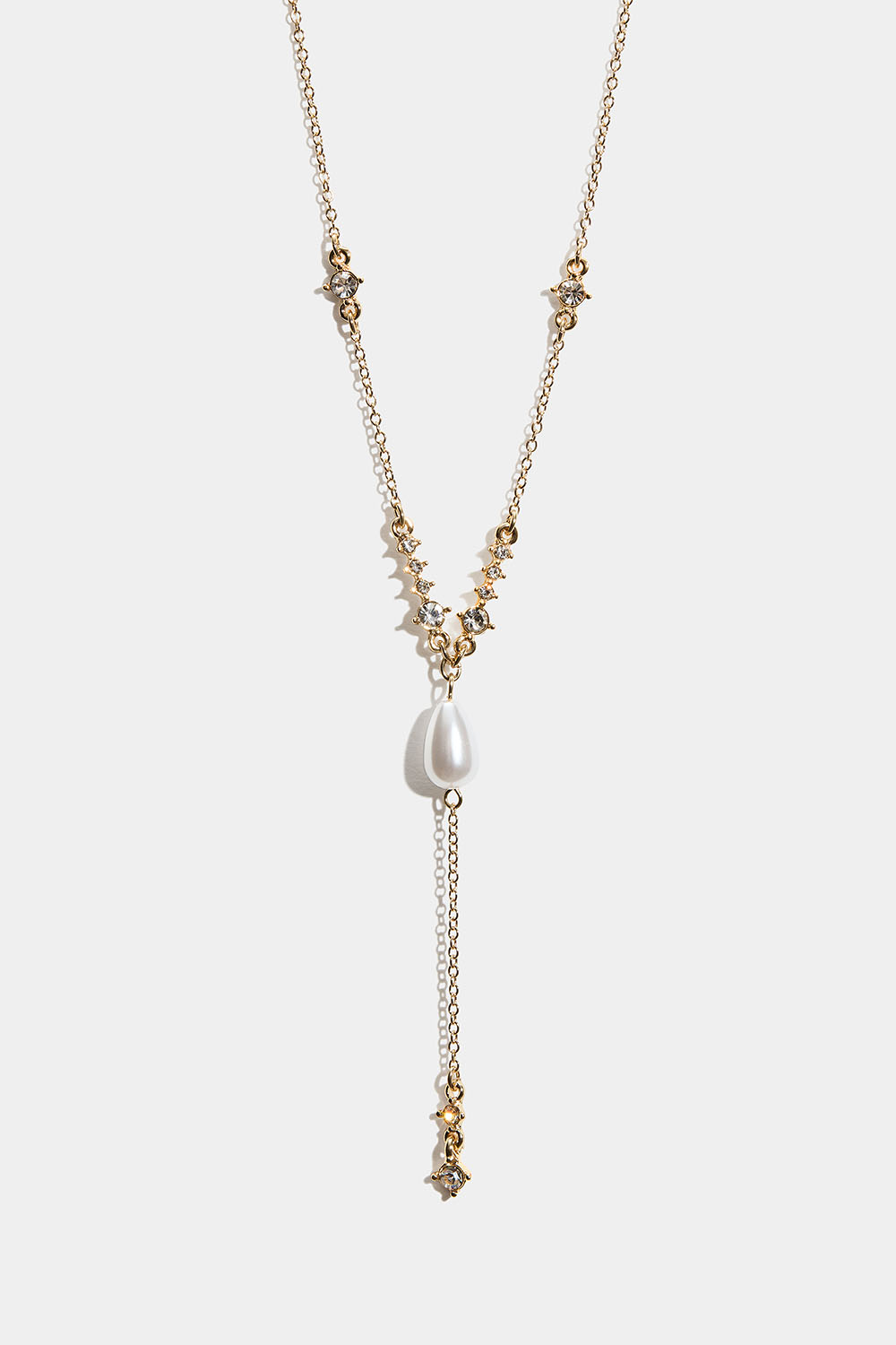 Guldfärgat Y-halsband med glasstenar och pärla i gruppen Smycken / Halsband / Halsband med hänge hos Glitter (254003032000)