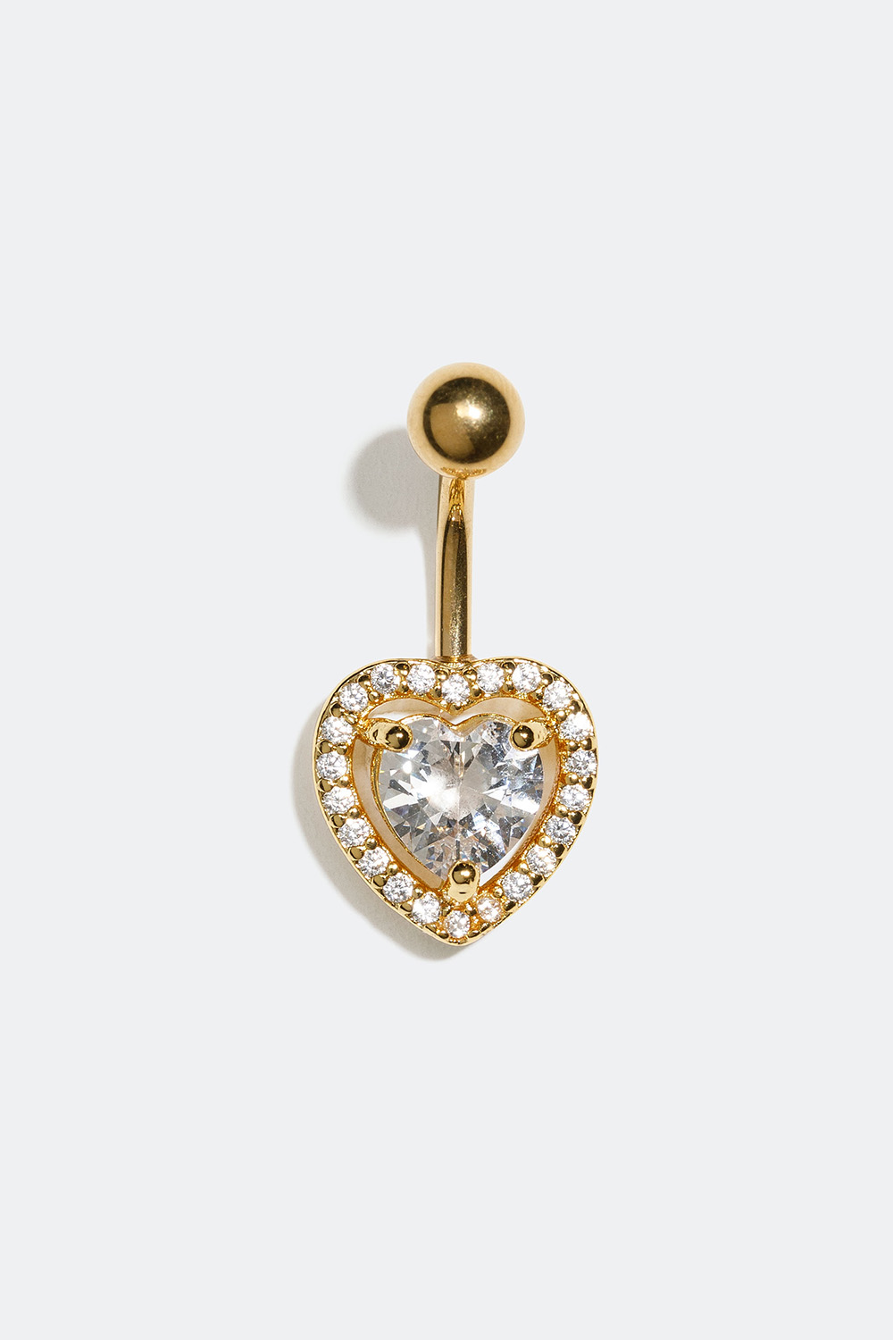 Guldfärgad navelpiercing med hjärta och stenar i Cubic Zirconia i gruppen Smycken / Piercings / Navelpiercings hos Glitter (255000330110)