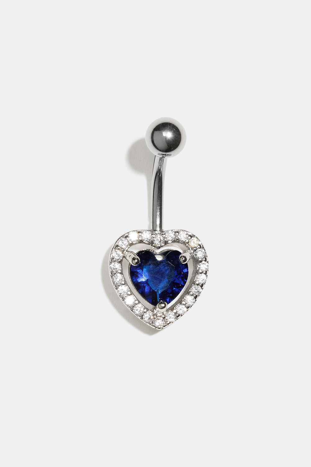 Navelpiercing med blått hjärta och stenar i Cubic Zirconia i gruppen Smycken / Piercings / Navelpiercings hos Glitter (255000337010)