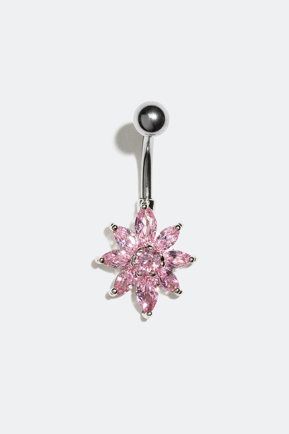 Navelpiercing med blomma och rosa Cubic Zirconia i gruppen Smycken / Piercings / Navelpiercings hos Glitter (255000385010)