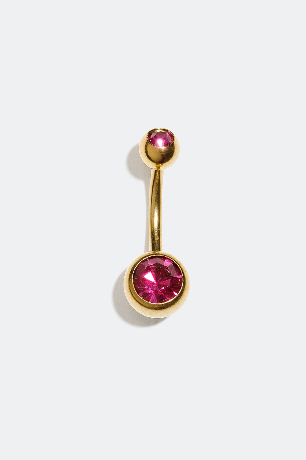 Guldfärgad navelpiercing med två rosa stenar i gruppen Smycken / Piercings / Navelpiercings hos Glitter (255000465210)
