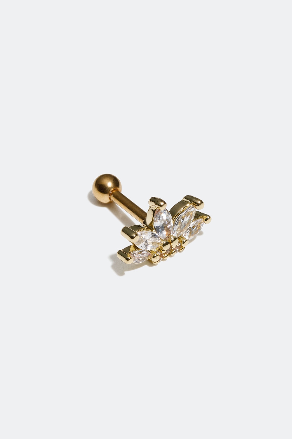Guldfärgad traguspiercing med ovala Cubic Zirconia stenar i gruppen Smycken / Piercings hos Glitter (255000500100)