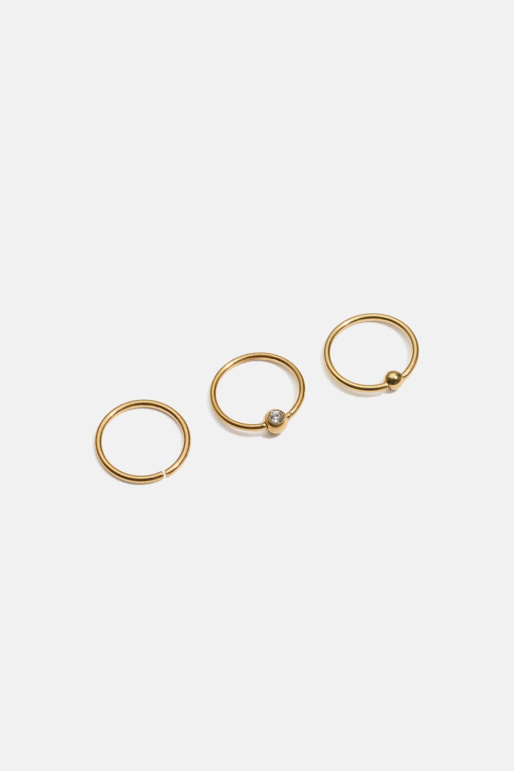 Näsringar i guldfärgat stål, 3-pack i gruppen Smycken / Piercings / Näspiercings hos Glitter (255000612000)