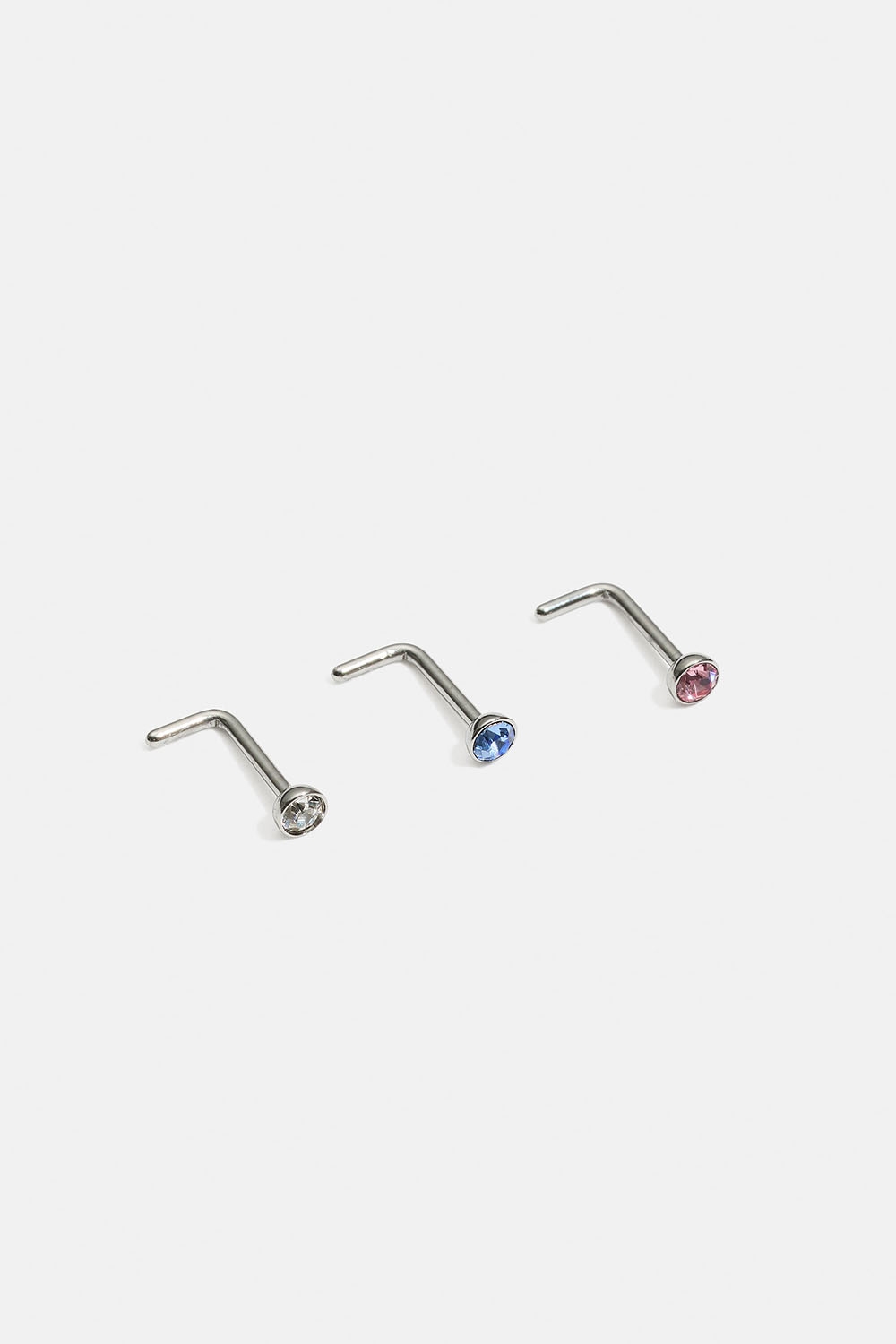 Näspiercing i stål med stenar, 3 pack i gruppen Smycken / Piercings / Näspiercings hos Glitter (255000621600)