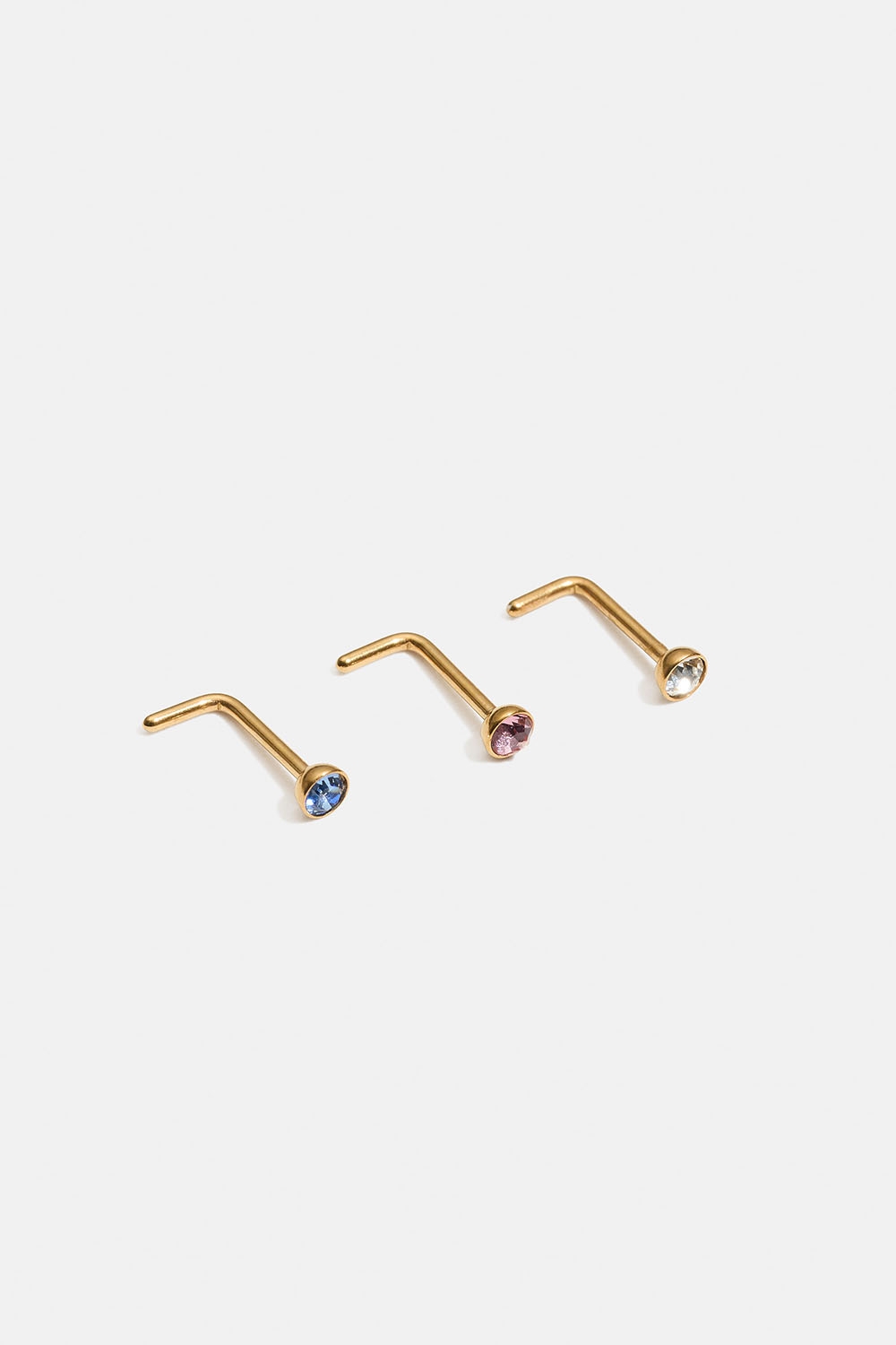 Näspiercing i guldfärgat stål med stenar, 3 pack i gruppen Smycken / Piercings hos Glitter (255000622000)