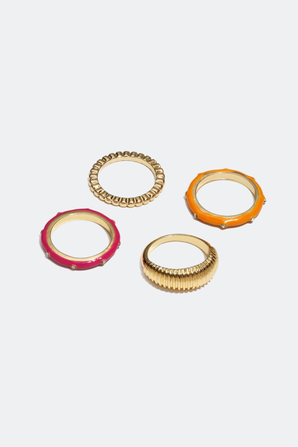 Ringar med färg, glasstenar och struktur, 4-pack i gruppen Alla Smycken / Ringar / Flerpack hos Glitter (25600022)