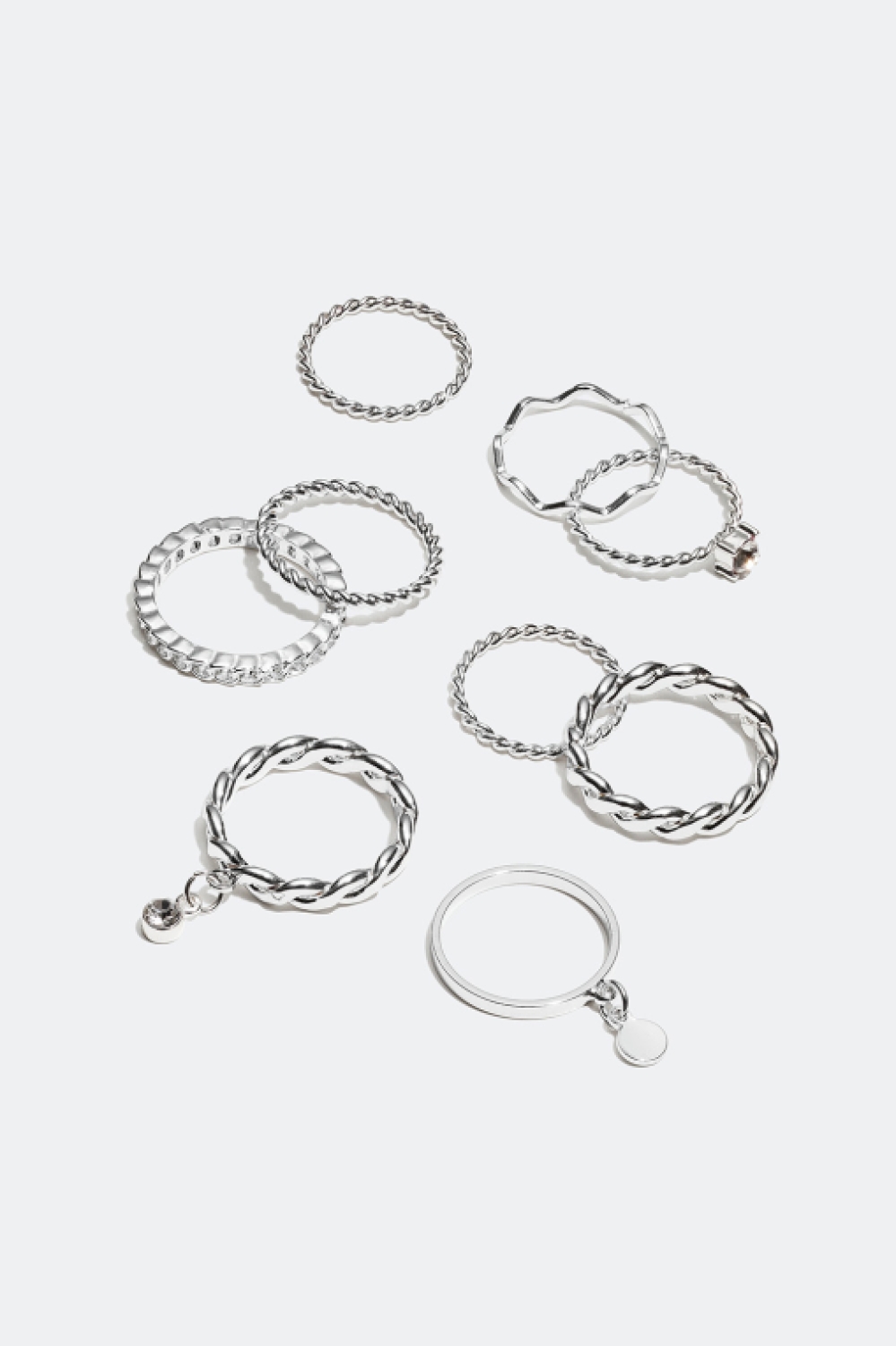 Ringar i olika storlekar och design, 9-pack i gruppen Alla Smycken / Ringar / Flerpack hos Glitter (25600023)