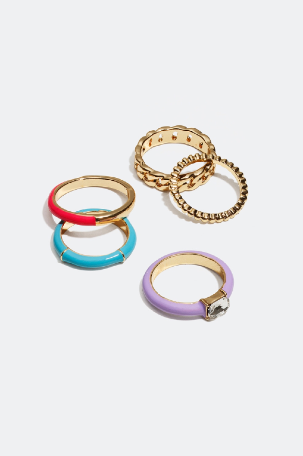 Ringar i olika designs och färger, 5-pack i gruppen Alla Smycken / Ringar / Flerpack hos Glitter (25600025)