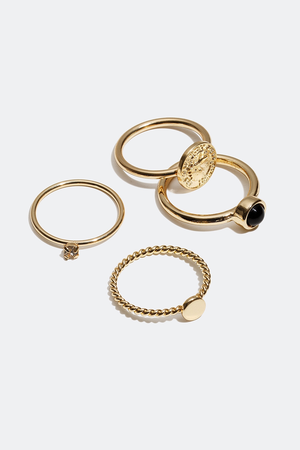 Ringar med olika detaljer, 4-pack i gruppen Smycken / Ringar / Flerpack hos Glitter (25600027)