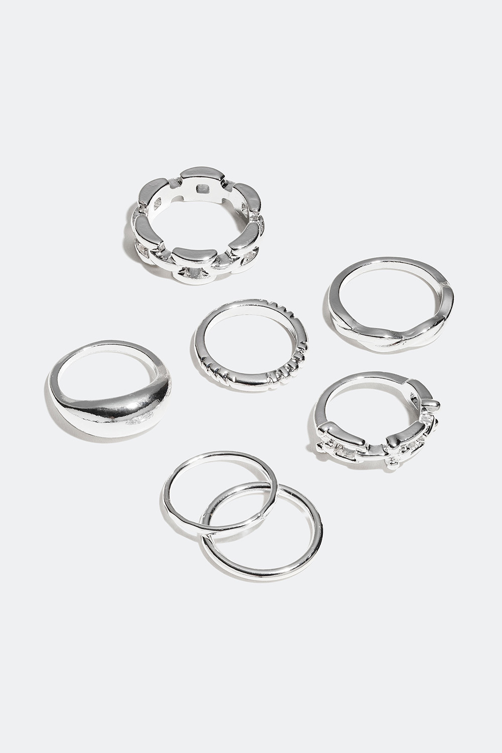 Ringar i olika storlekar och design, 7-pack i gruppen Smycken / Ringar / Flerpack hos Glitter (25600033)
