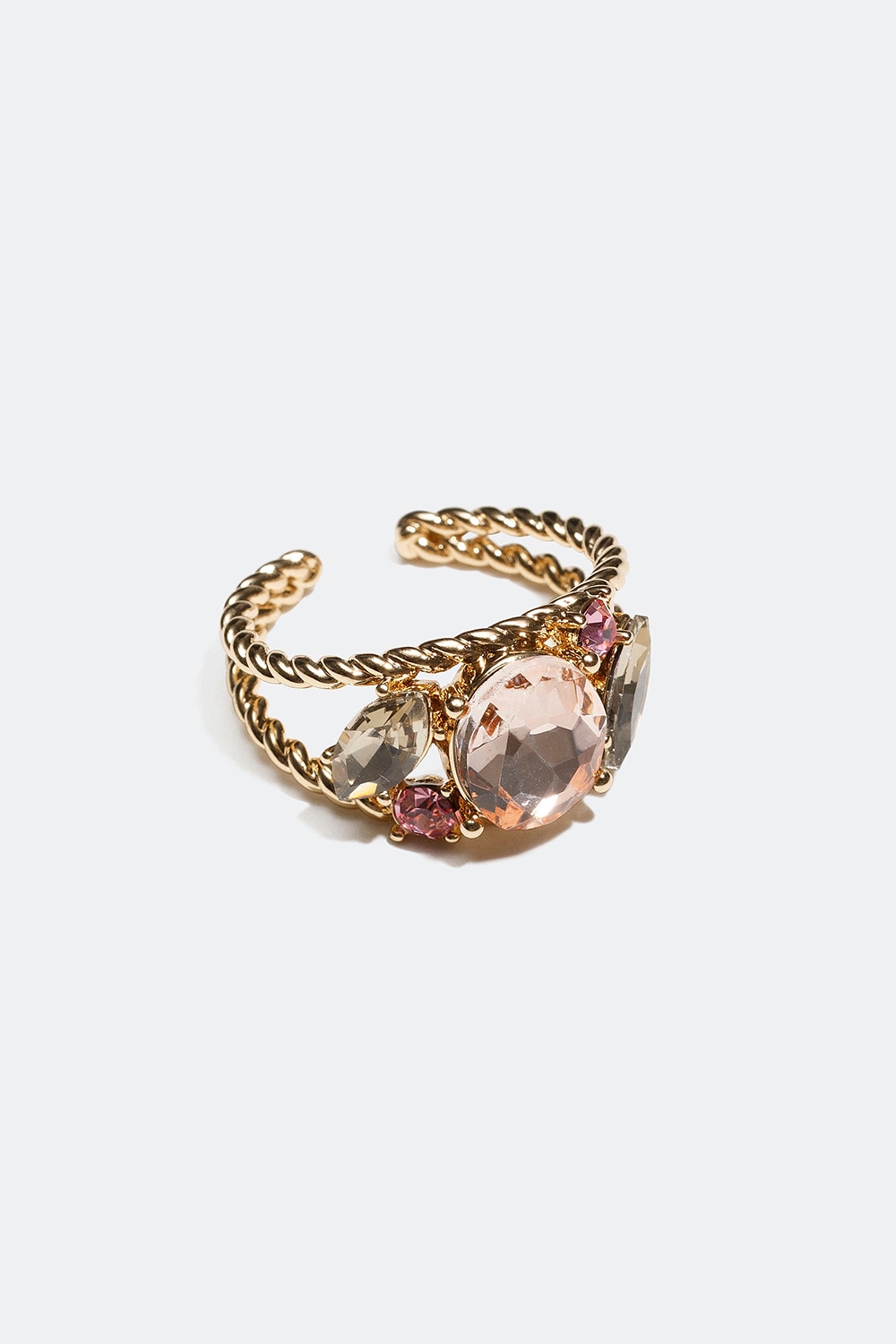 Justerbar ring med rosa glasstenar i gruppen Party Season / Festive Season Collection hos Glitter (256000489900)
