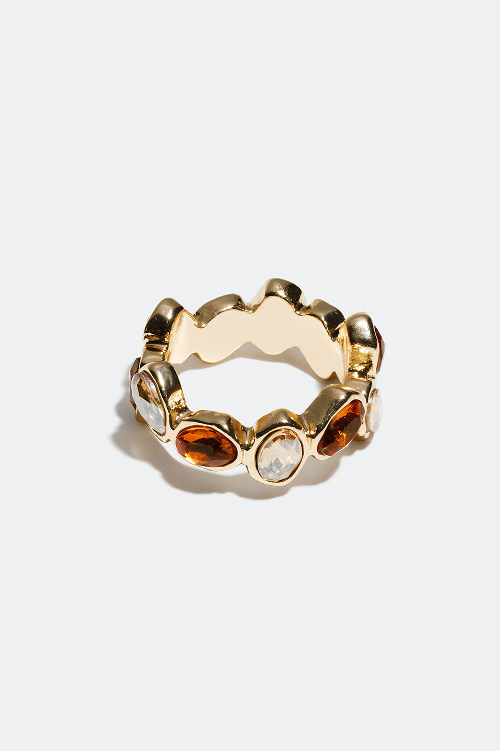 Guldfärgad ring med droppformade glasstenar i gruppen Smycken / Ringar / Breda hos Glitter (25600078)