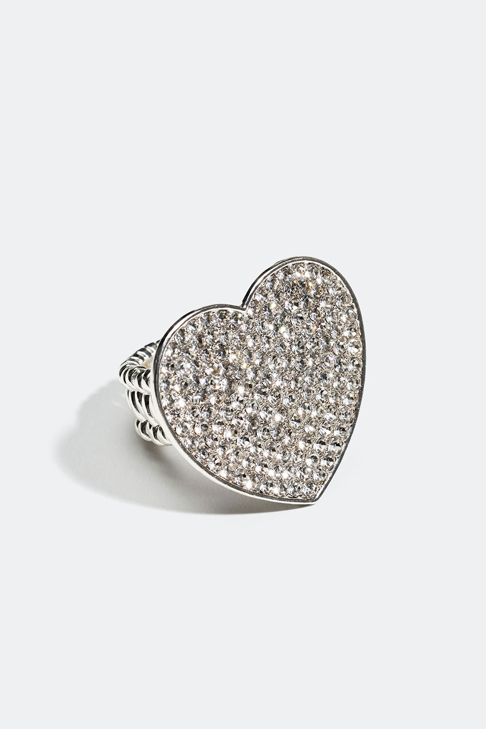 Justerbar ring med hjärta och glasstenar i gruppen Smycken / Ringar / Strass hos Glitter (256000880201)