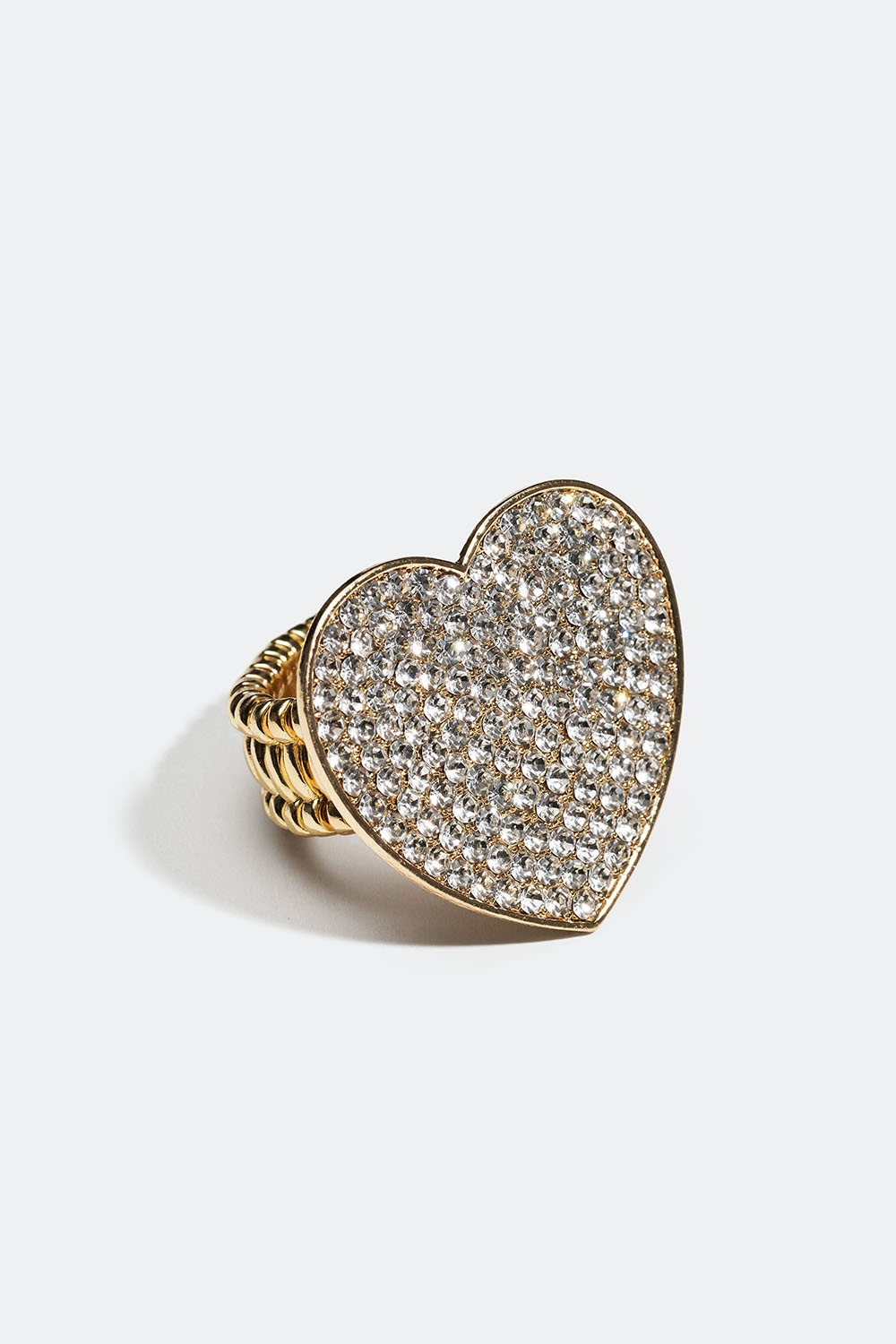 Guldfärgad justerbar ring med hjärta och glasstenar i gruppen Smycken / Ringar / Strass hos Glitter (256000880202)