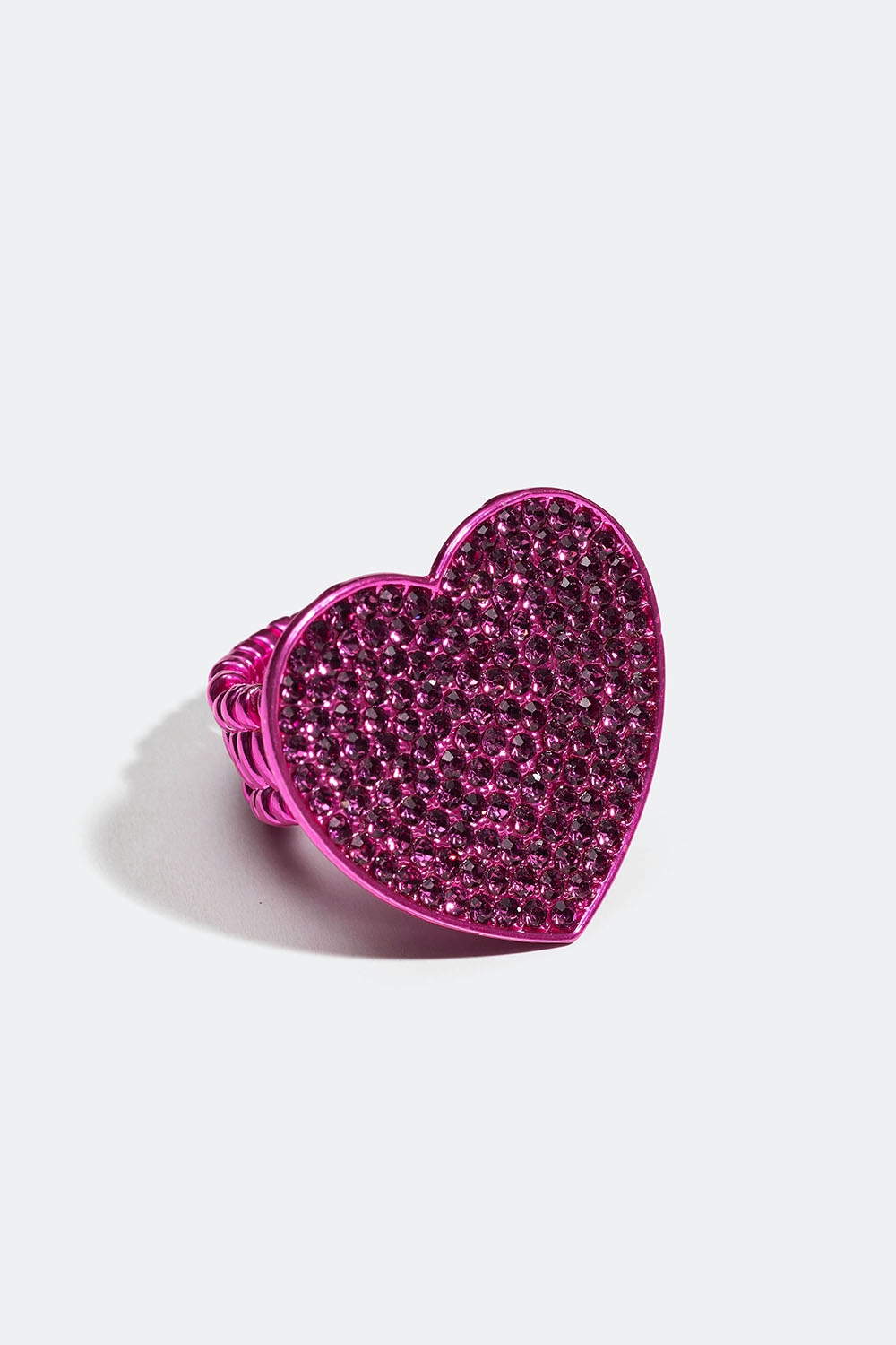 Rosa justerbar ring med hjärta och glasstenar i gruppen Smycken / Ringar / Strass hos Glitter (256000885500)