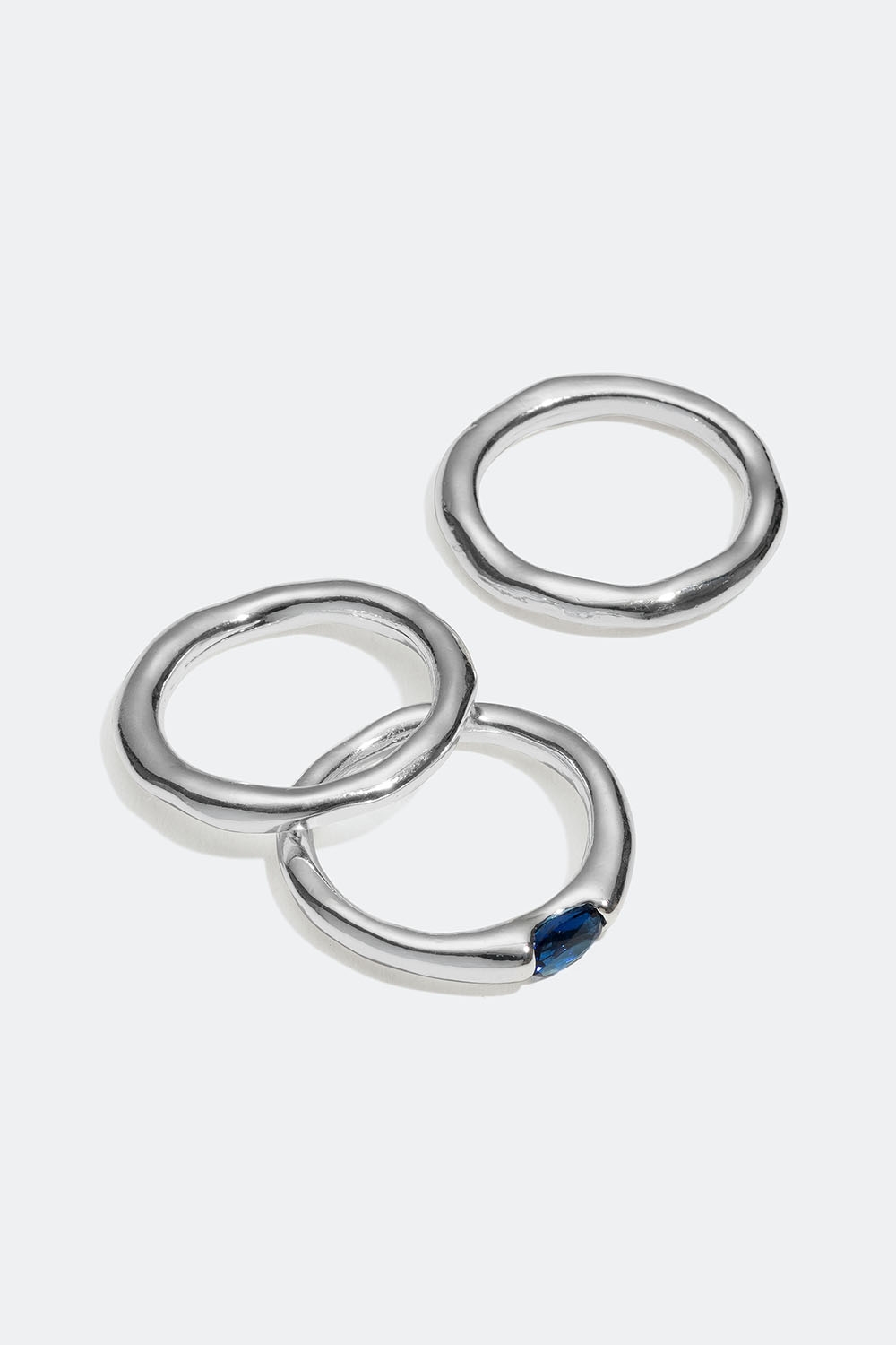 Ringar med blå glassten, 3-pack i gruppen Smycken / Ringar / Flerpack hos Glitter (25600092)