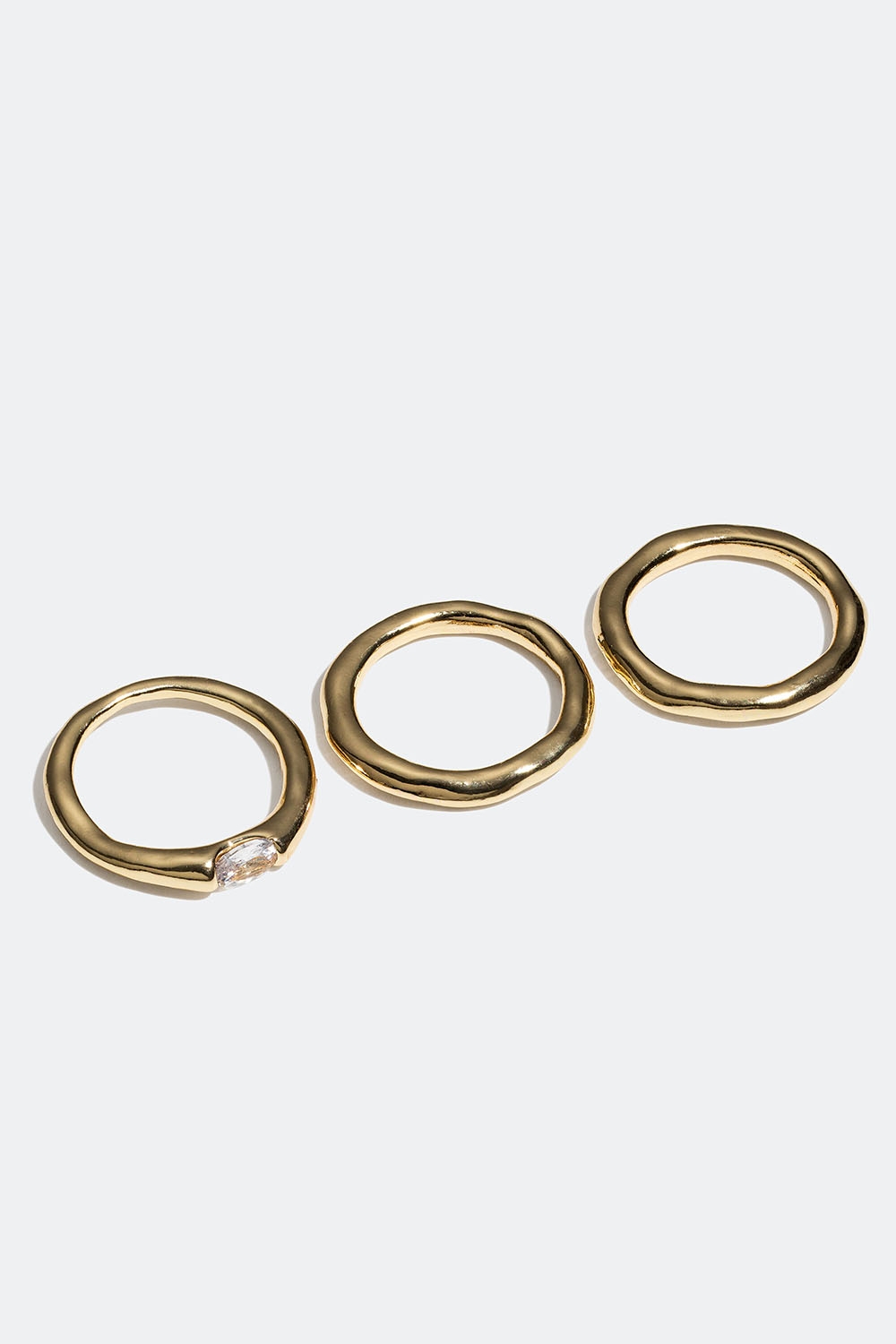 Guldfärgade ringar med glassten, 3-pack i gruppen Smycken / Ringar / Flerpack hos Glitter (256000942)