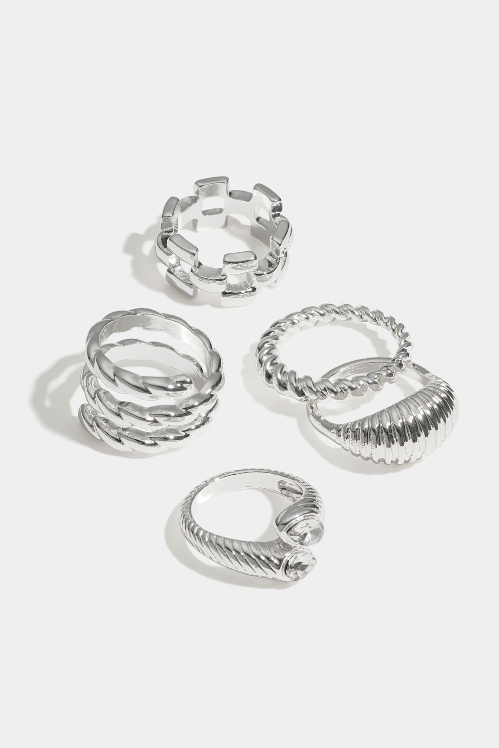 Räfflade ringar i olika design, 5-pack i gruppen Smycken / Ringar hos Glitter (2560015110)