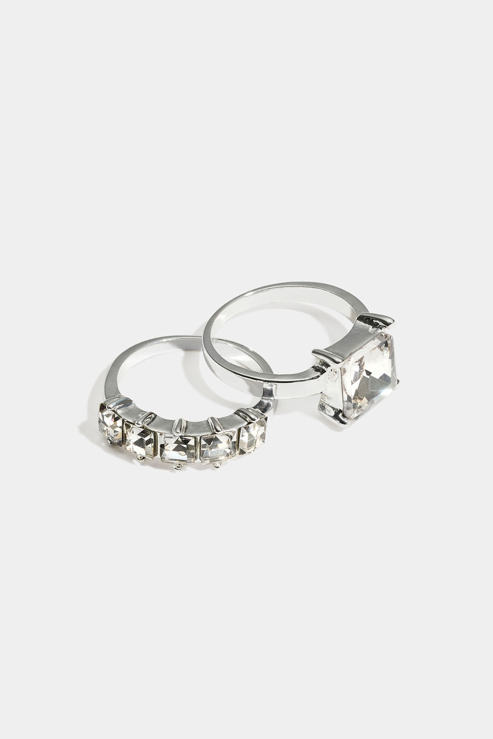 Ringar med vita stenar, 2-pack i gruppen Smycken / Ringar / Flerpack hos Glitter (2560015910)
