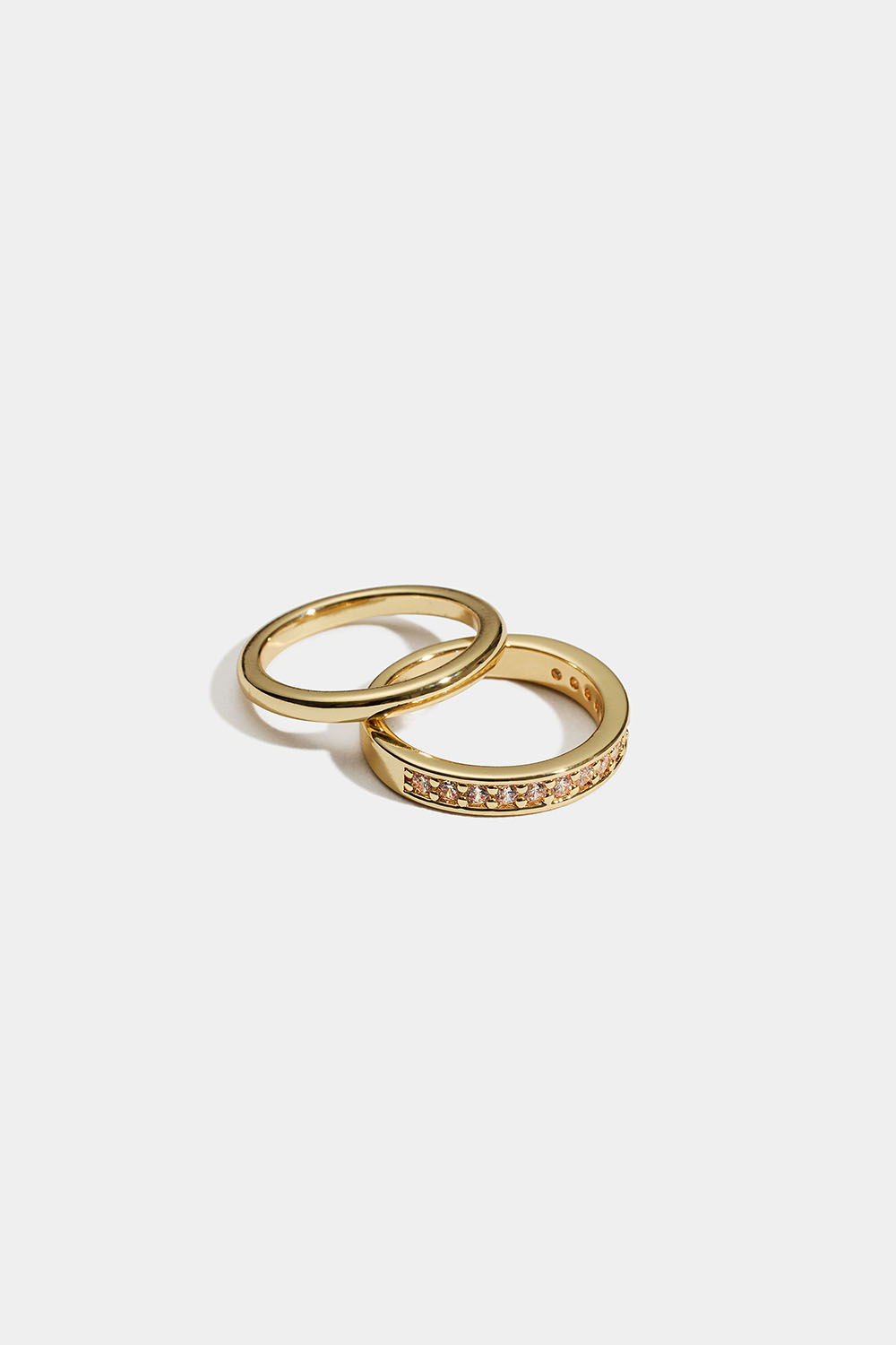 Guldfärgade lillfingerringar med glasstenar, 2-pack i gruppen Smycken / Ringar hos Glitter (2560020320)