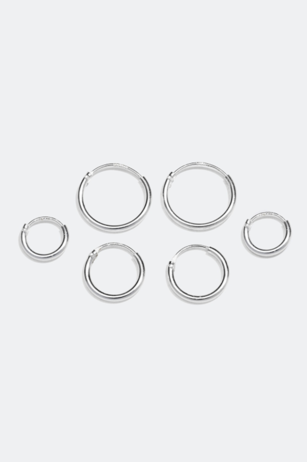 Hoops i äkta silver, 3-pack, 1 cm i gruppen Äkta silver / Silverörhängen / Hoops i äkta silver hos Glitter (307411011000)