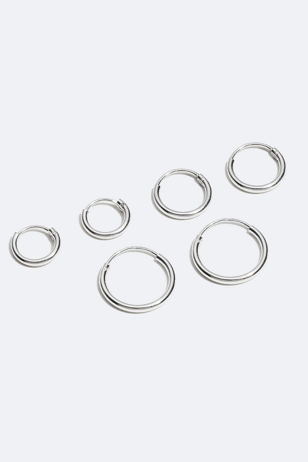 Hoops i äkta silver, 3-pack, 1 cm i gruppen Äkta silver / Silverörhängen / Hoops i äkta silver hos Glitter (307411011000)